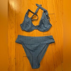 Vitamin A Striped Blue Bikini Set